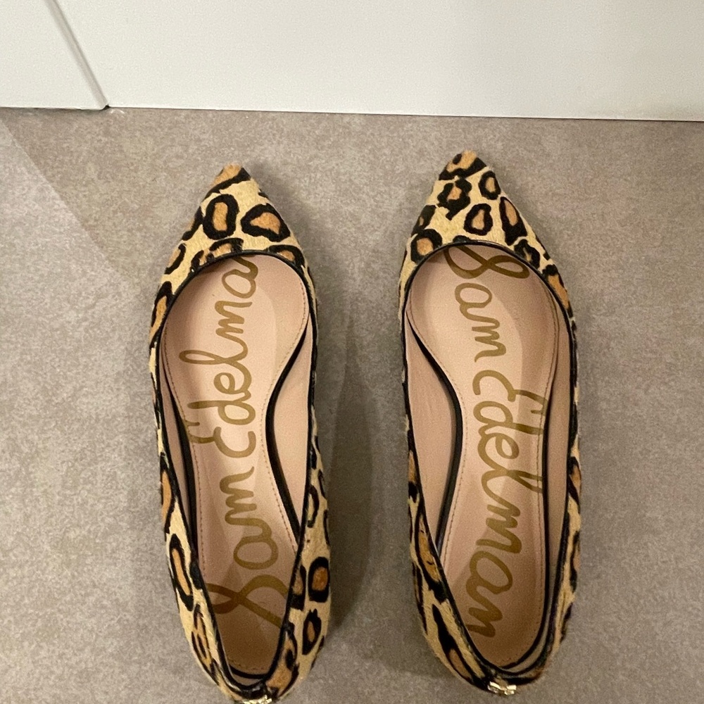 Sam Edelman Ralf Leopard Calf Hair Point Toe Flats Size: 10